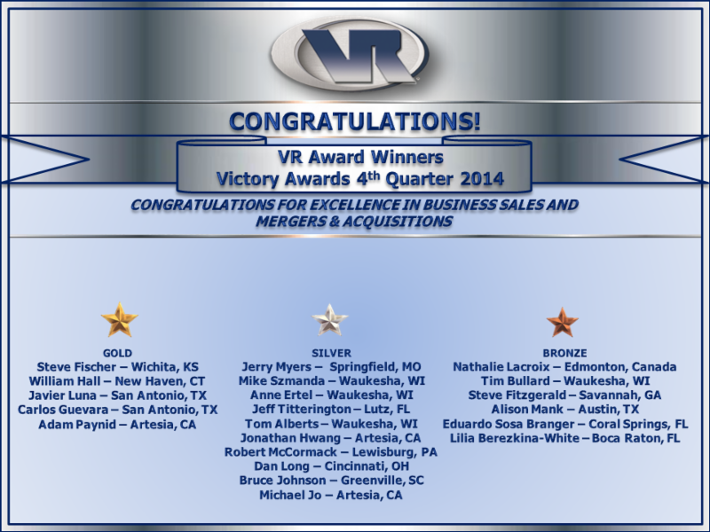 Victory Awards - 4th Quarter 2014