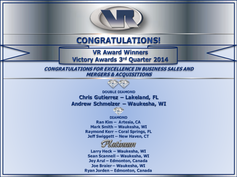 Victory Awards - 3rd Quarter 2014