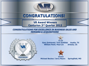 VR Business Brokers Centurion Awards 2